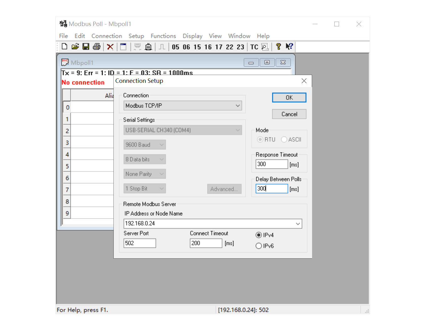 Modbus Poll 连接设置